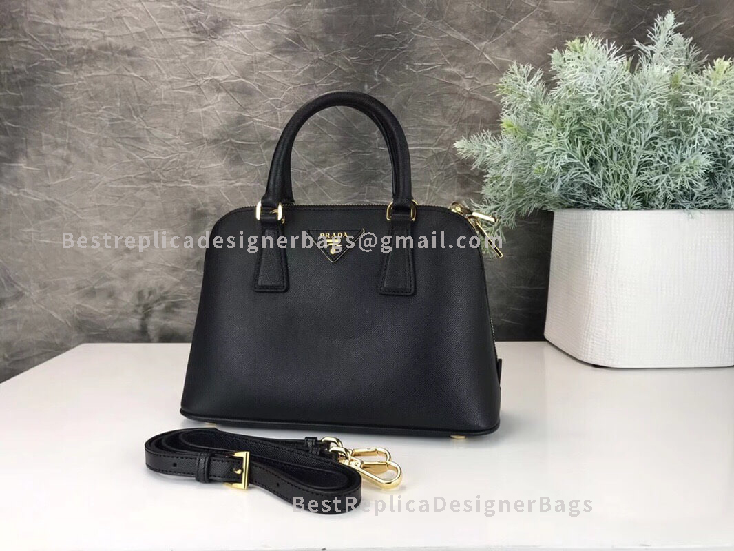 Prada Medium Black Saffiano Leather Bag GHW 0838